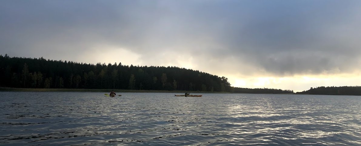 The HappiHacking team Kayaking.